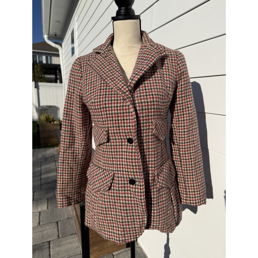 Vintage Kirkland Hall 70s Wool Blazer Jacket Small Houndstooth Heritage Academia